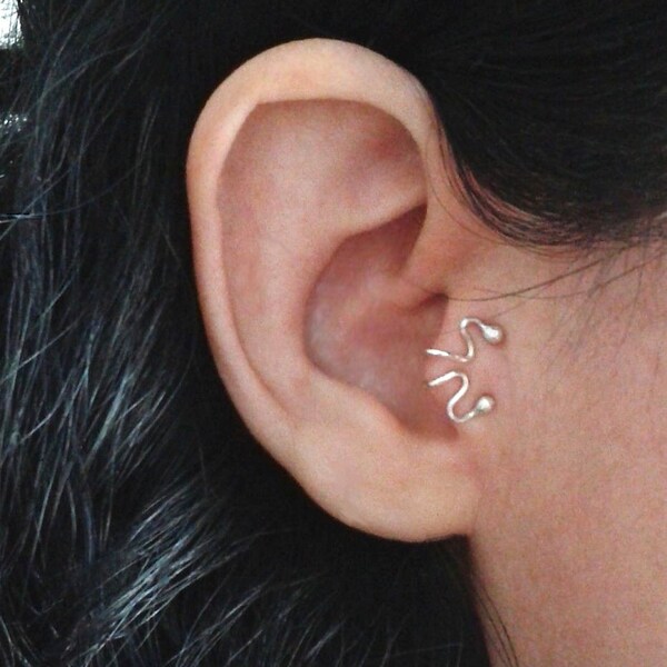 Boucle d'oreille pour le tragus, bijoux pour tragus non percé en argent massif, boucle pour la cartilage sans piercing, manchette d'oreille