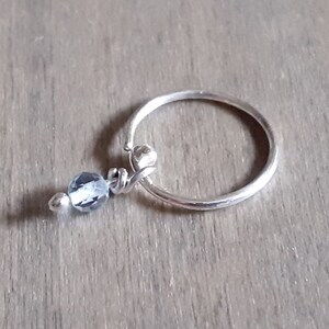 Helix earring, topaz hoop, silver hoop with topaz charm, sterling silver cartilage earring, tragus earring, piercing jewelry, gemstone charm