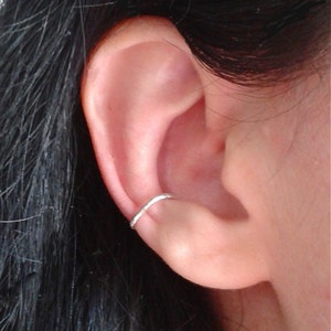 Minimalist cartilage earring, sterling silver conch earring, fake ear cuff with no piercing, open cartilage hoop, cartilage jewelry