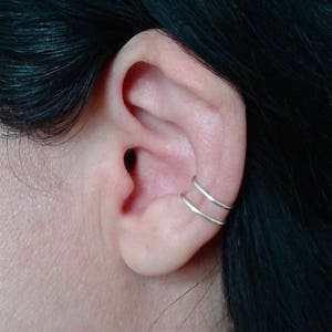 Double hoop ear cuff cartilage earring, silver conch earring, non pierced single earring, simple earring, every day jewelry
