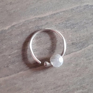 Cartilage piercing hoop for helix, daith, conch, tragus, septum, sterling silver earring with iridescent labradorite, silver jewelry