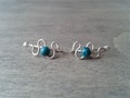 Silver ear climbers, turquoise earrings, sterling 925 wire ear cuffs, ear jacket climbers, simple ear crawlers
