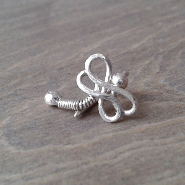 Rook earring, forward helix hoop, sterling silver daith earring, cartilage jewelry, piercing earring, dragonfly gifts