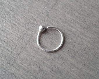 Tiny daith hoop, cartilage earring, small silver hoop 22, 20, 18, 16 gauge helix piercing, sterling silver tragus earring, septum jewelry