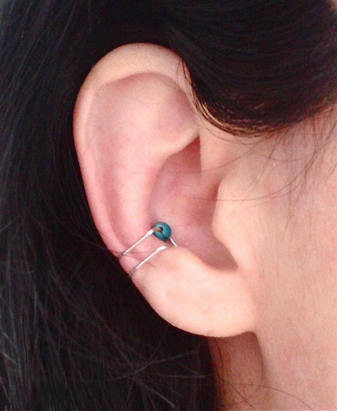 Silver conch earring non pierced cartilage earring turquoise Etsy