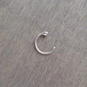 Silver nose ring, thin nose hoop for nose piercing, nose stud ring, 22 20 18 16 gauge nostril ring, face jewelry in recycled sterling silver
