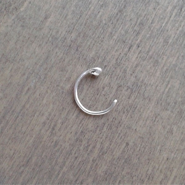 Silver nose ring, thin nose hoop for nose piercing, nose stud ring, 22 20 18 16 gauge nostril ring, face jewelry in recycled sterling silver