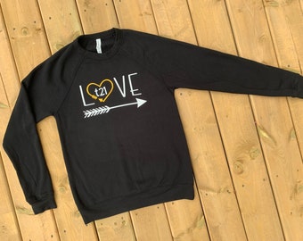 ADULT - Down Syndrome Awareness Sweatshirt, Men and Women, Unisex, Black Sweatshirt with Yellow and White T21 and LOVE Design