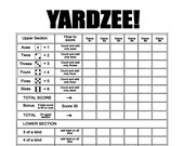 Printable YARDZEE Score file-DIY Yardzee scorecard- Digital file