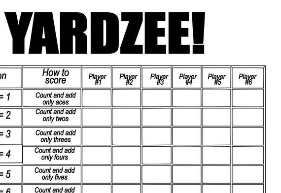 It is a graphic of Free Printable Yardzee Score Card intended for diy This is a picture of Free Printable Yardzee Score Card intended for diy