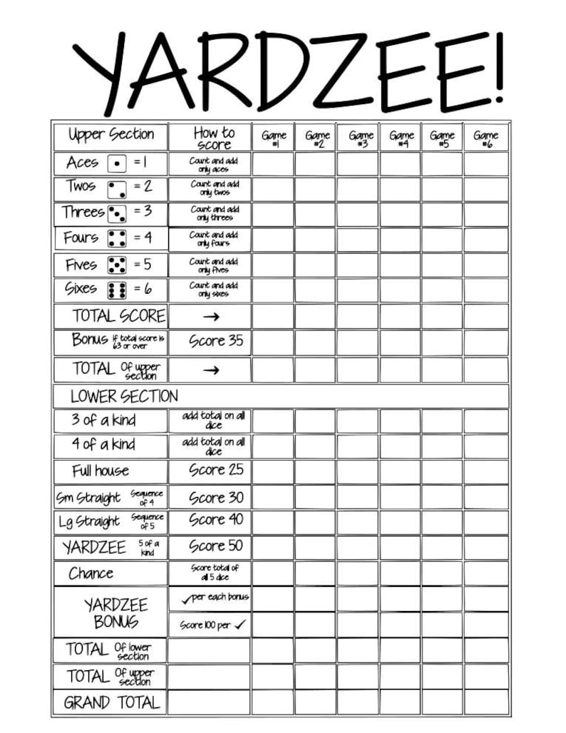 Printable YARDZEE Rating Card report no brand-Do-it-yourself Yardzee scorecard- Electronic history photograph regarding Free Printable Yardzee Score Card identified as Printable YARDZEE Rating Card history no symbol-Do-it-yourself Yardzee scorecard- Electronic history