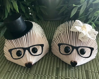 Small Bride & Groom Paper Hedgehogs
