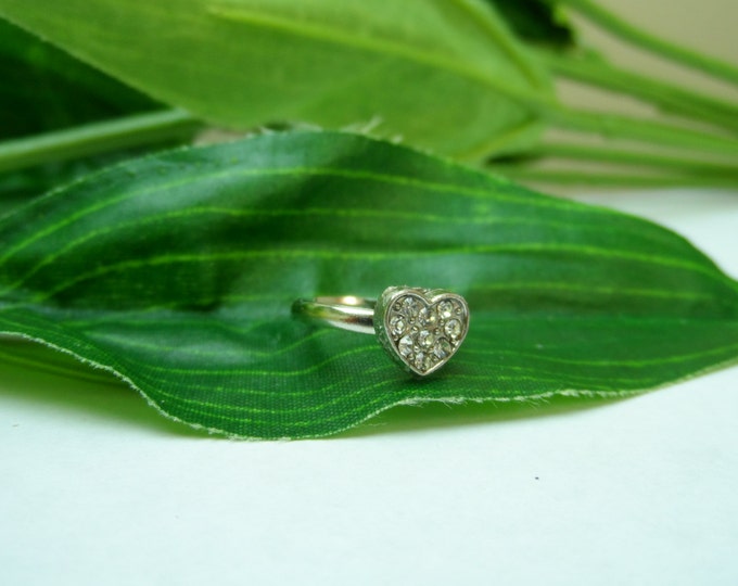 Childs Adjustable Sparkle Heart Ring Girls Rings Kids Rings Etsy
