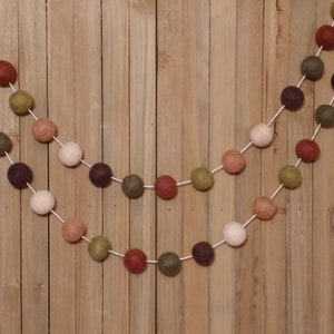 Camo Felt Ball Garland, Brown and Green, Boy Nursery Decor, Baby Shower Decorations, Little Boys Room