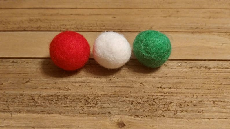 Classic Christmas Felt Ball Garland, Tree Decoration, Holiday Mantel Decor, Red, White, and Green Wool Pom Poms image 3