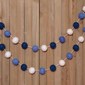 Navy Blue and White Garland, Boy Nursery Decor, Baby Shower Decorations, Little Boys Room