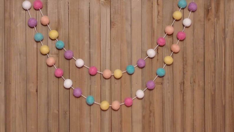 Banner Rainbow Bunting Birthday Party Unicorn Garland Felt Ball Baby Shower Decorations Girl Nursery Decor Pom Pom Girls Room
