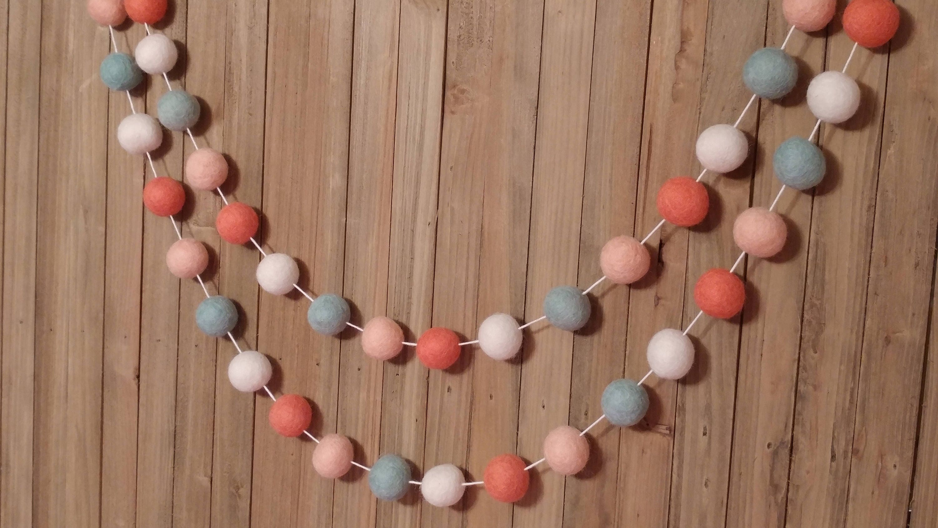 Mint Grey Nursery, Felt Ball Garland, Boy Room Decor, Pom Pom Garland