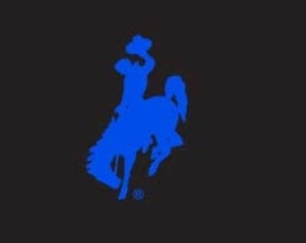 4" University of Wyoming Decal Reversed in Blue- UW Steamboat Sticker - UW Cowboys - Wyoming Car Decal - UW Laptop Sticker - Blue Decal