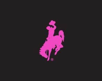 6" University of Wyoming Decal Hot Pink- UW Steamboat Sticker - UW Cowboys - Wyoming Car Decal - Free Shipping - Hot Pink decal REVERSED