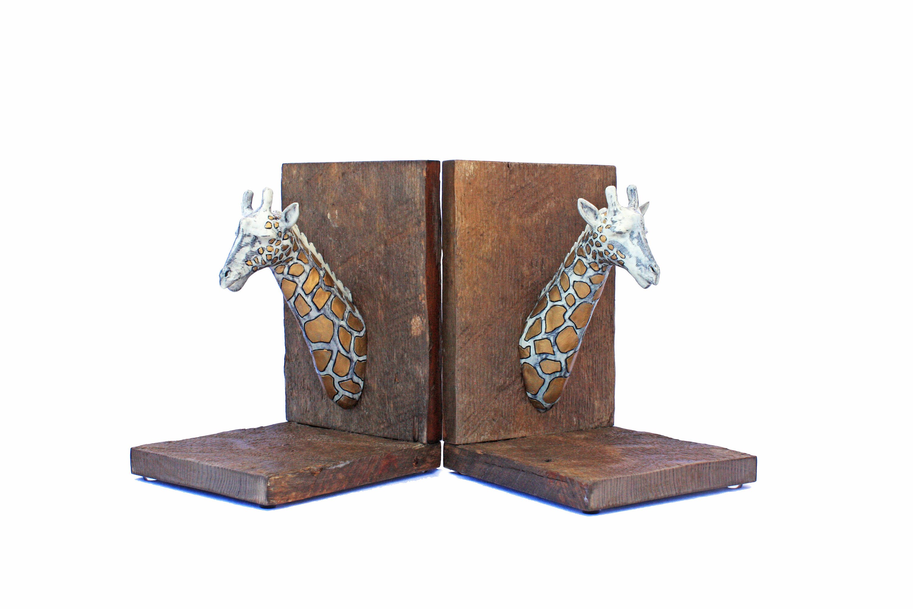 Giraffe Bookends White with Gold Spots Etsy