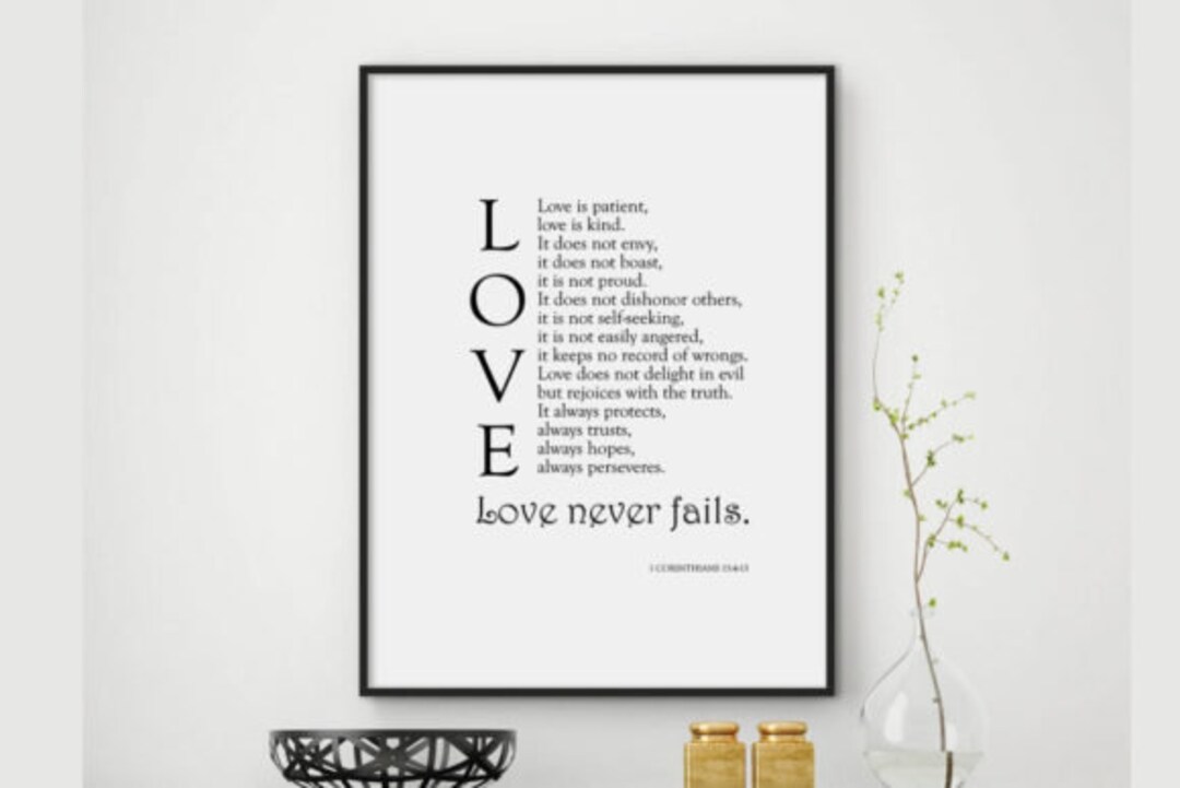 1 Corinthians 13 Bible Verse Wall Art, Love is Patient, Love is Kind ...