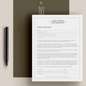 Photography Model Print Release Template, Photography Form Template, Photoshop Template, INSTANT DOWNLOAD