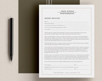 Photography Model Print Release Template, Photography Form Template, Photoshop Template, INSTANT DOWNLOAD