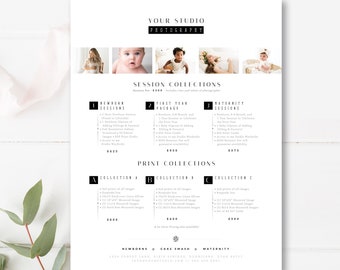 Classic Photography Pricing Template, Photographer Pricing Guide, Classic Set, Photoshop Templates for Photographers, INSTANT DOWNLOAD!