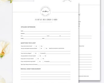 client record card etsy client record template