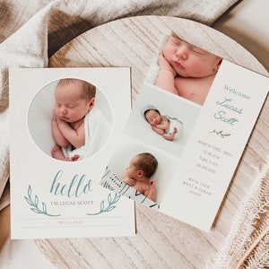 Baby Geburtsankündigung, 13x18 Karte, Canva Neugeborenen Ankündigung, Photoshop Vorlage, Canva Vorlage - INSTANT DOWNLOAD