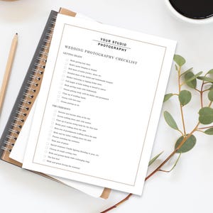 Wedding Photographer Checklist Template, Wedding Shot List Workflow Guide, Canva & Photoshop Editable Template, Photography Business Forms image 2