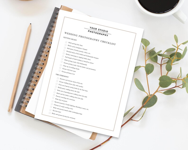 Wedding Photographer Checklist Template, Wedding Shot List Workflow Guide, Canva & Photoshop Editable Template, Photography Business Forms image 2