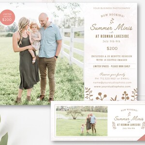 Summer Mini Session Photography Template (+ FREE matching Facebook Cover), Marketing Board, Photographer Templates, INSTANT DOWNLOAD!