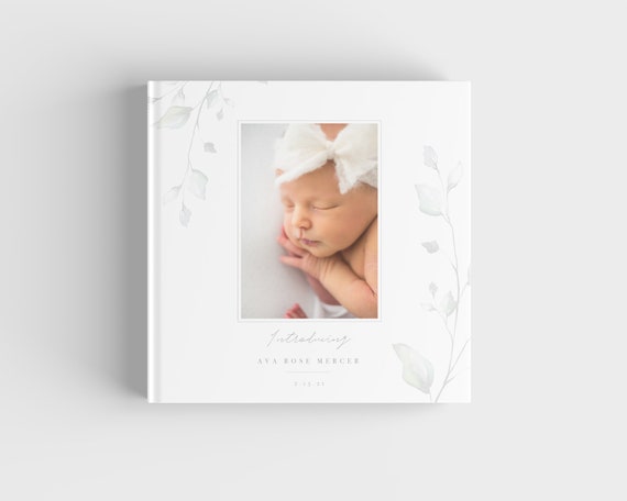 Soft Florals Girls Photo Book Cover PSD, Baby Girl Photo Album Cover,  Photographer Templates, Photoshop Template, INSTANT DOWNLOAD 