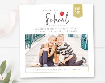 Back to School Mini Session Template, Photographer Templates, 5x5 Marketing Board, Photoshop and Canva Template, INSTANT DOWNLOAD!