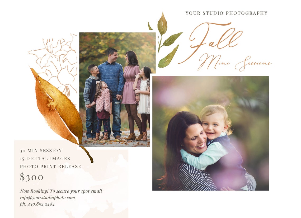 5x7 Fall Mini Session Template Fall Minis Watercolor | Etsy