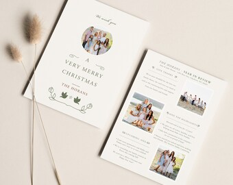 Year In Review Christmas Card Template, Classic 5x7 Photo Card, Photoshop Template, INSTANT DOWNLOAD!