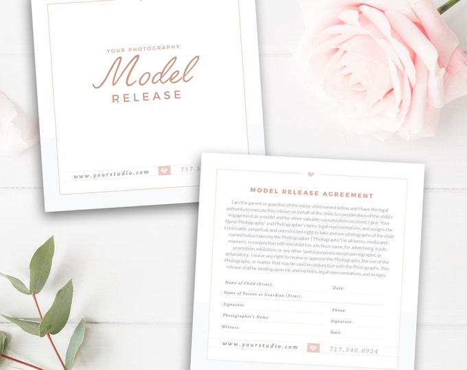 Photography Model Print Release Template minors Photography - Etsy
