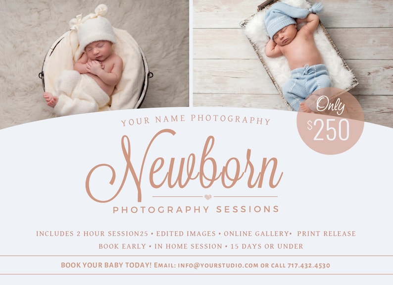 Photography Marketing Board, Newborn Mini Sessions Photoshop PSD Editable Template, Digital Design Files INSTANT DOWNLOAD image 2