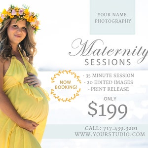 Maternity Session Marketing Board, Mini Sessions, Baby Marketing, Photographer Marketing Template, Photoshop Template INSTANT DOWNLOAD image 2