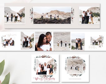3x3 Mini Accordion Album Template, Christmas Mini Photo Book, Holiday Accordion Mini Album, Photoshop Template, Instant Download