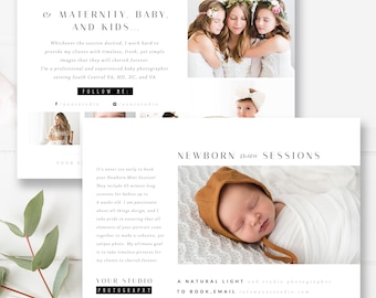 Classic Newborn Photography Promo Flyer Template, Mini Sessions, 5x7 Promo Card, Photo Marketing, Photoshop Template, INSTANT DOWNLOAD!