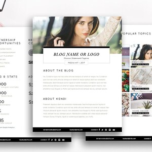 Blogger Media Kit Template | 3 Pages - Blog Media Press Kit Template, Electronic Press Kit, Indesign Photoshop - INSTANT DOWNLOAD