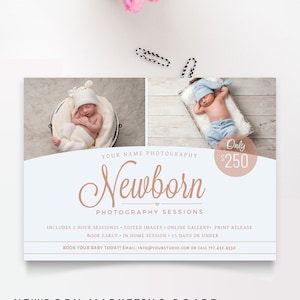 Fotografie Marketing Board, Neugeborene Mini Sitzungen Photoshop PSD bearbeitbare Vorlage, digitale Designdateien - INSTANT DOWNLOAD