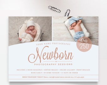 Photography Marketing Board, Newborn Mini Sessions Photoshop PSD Editable Template, Digital Design Files - INSTANT DOWNLOAD