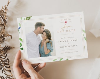 Save the Date Photo Card Template Design (PSD), Wedding Photography, Save the Dates, Photoshop Template, INSTANT DOWNLOAD!