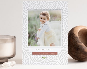 Organic Photographer Gift Certificate Template, Photography Gift Card Template, Photo Marketing Templates, Photoshop Template