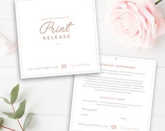 Photography Print Release Template, Photography Form Template, Photoshop Template - INSTANT DOWNLOAD
