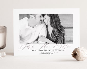 Photoshop and Canva, Printable Save the Date, Save the Date Photo Card PSD, Photo Wedding Announcement, INSTANT DOWNLOAD!